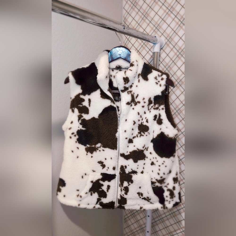 Cow print warm vest